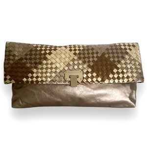Elliott Lucca Metallic Gold Leather Clutch